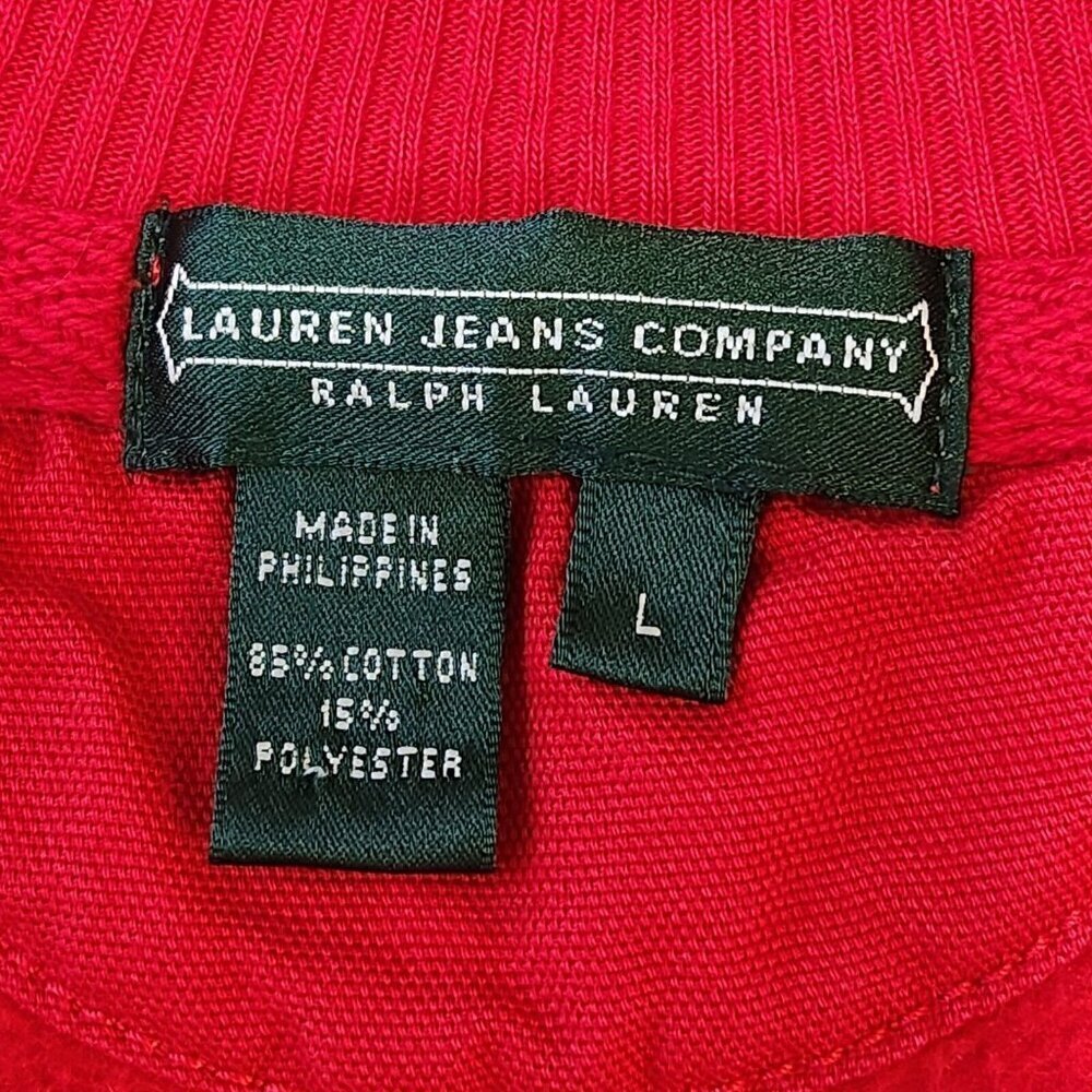 Lauren Jeans Co Sweatshirt Womens L Red Full Zip Nautical Crest Gold Hardware‎ - Picture 5 of 10